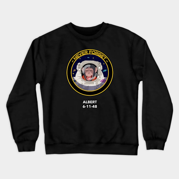 Never Forget Albert The Astronaut Outer Space Design Crewneck Sweatshirt by Bunchatees